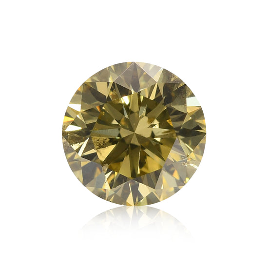 1.02 Carat Fancy Brownish Greenish Yellow Round Brilliant Diamond SI2 GIA