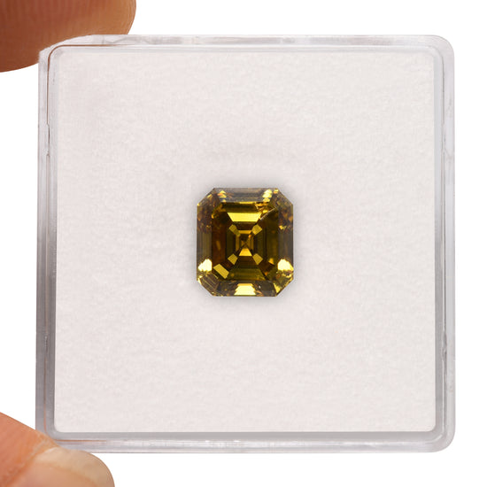 2.03 Carat Fancy Deep Brown Greenish Yellow Emerald Diamond SI1 GIA