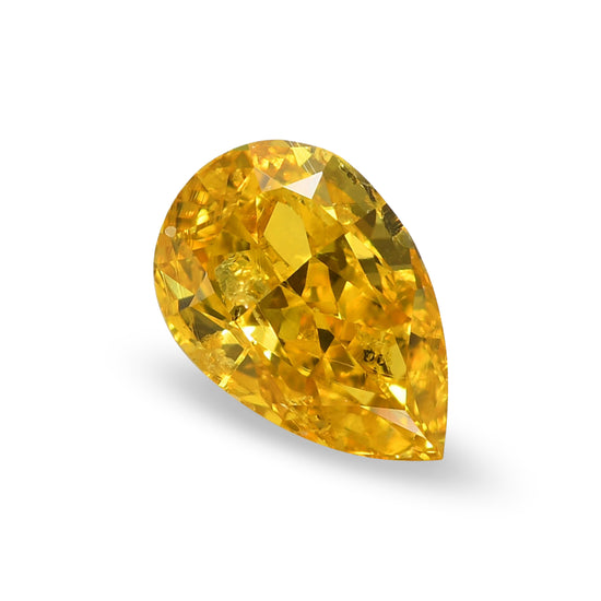 1.04 Carat Fancy Vivid Yellow Pear Diamond (I1) GIA