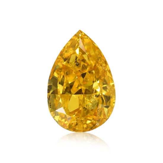 1.04 Carat Fancy Vivid Yellow Pear Diamond (I1) GIA