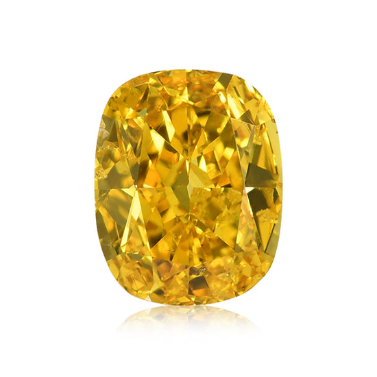 0.81 Carat Fancy Vivid Orangy Yellow Cushion Diamond SI2 GIA