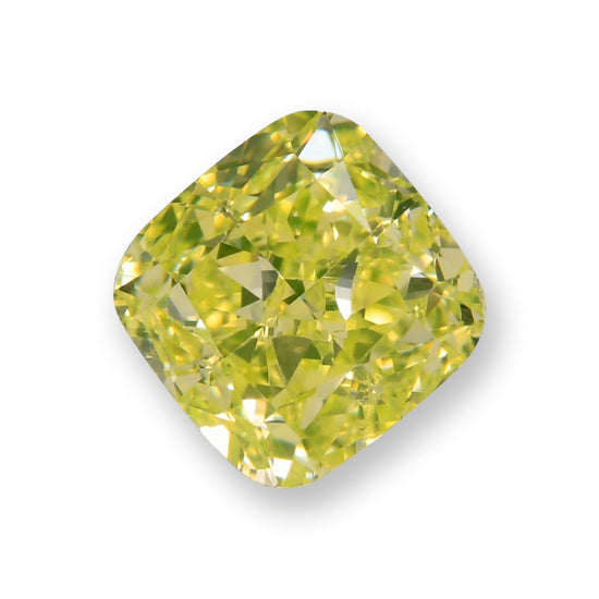 0.58 Carat Fancy Intense Yellow Green Cushion Diamond VVS2 GIA