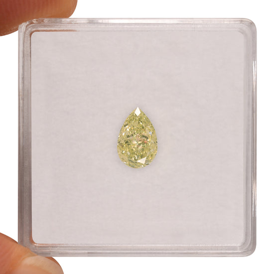 0.75 Carat Fancy Light Green Yellow Pear Diamond VS2 GIA