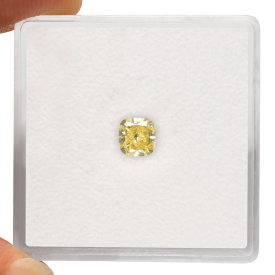 0.56 Carat Fancy Intense Yellow Cushion Diamond VVS2 GIA