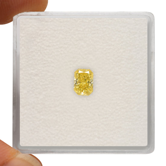 0.52 Carat Fancy Intense Yellow Radiant Diamond SI2 GIA