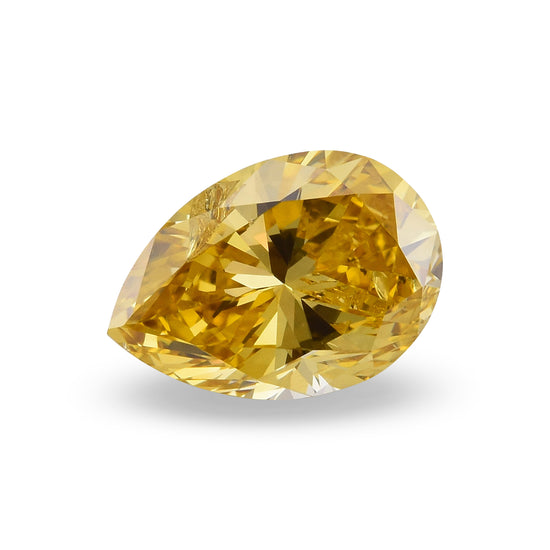 1.01 Carat Fancy Deep Orangy Yellow Pear Diamond (I1) GIA