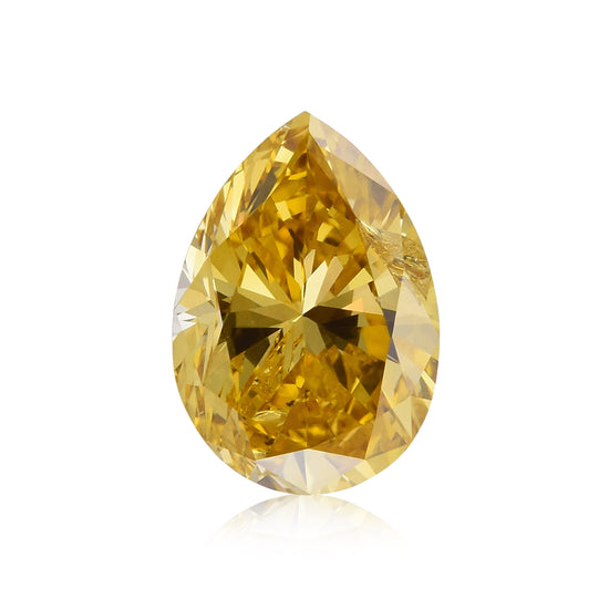 1.01 Carat Fancy Deep Orangy Yellow Pear Diamond (I1) GIA