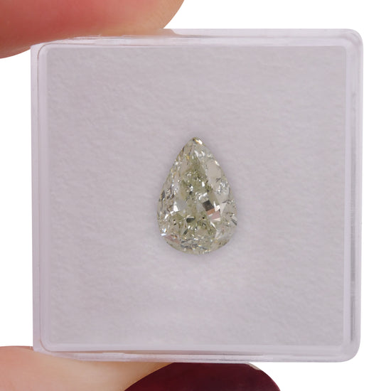 2.01 Carat Fancy Yellowish Green Pear Diamond (SI2) GIA