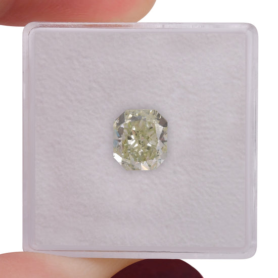 2.03 Carat Fancy Yellowish Green Radiant Diamond VS2 GIA