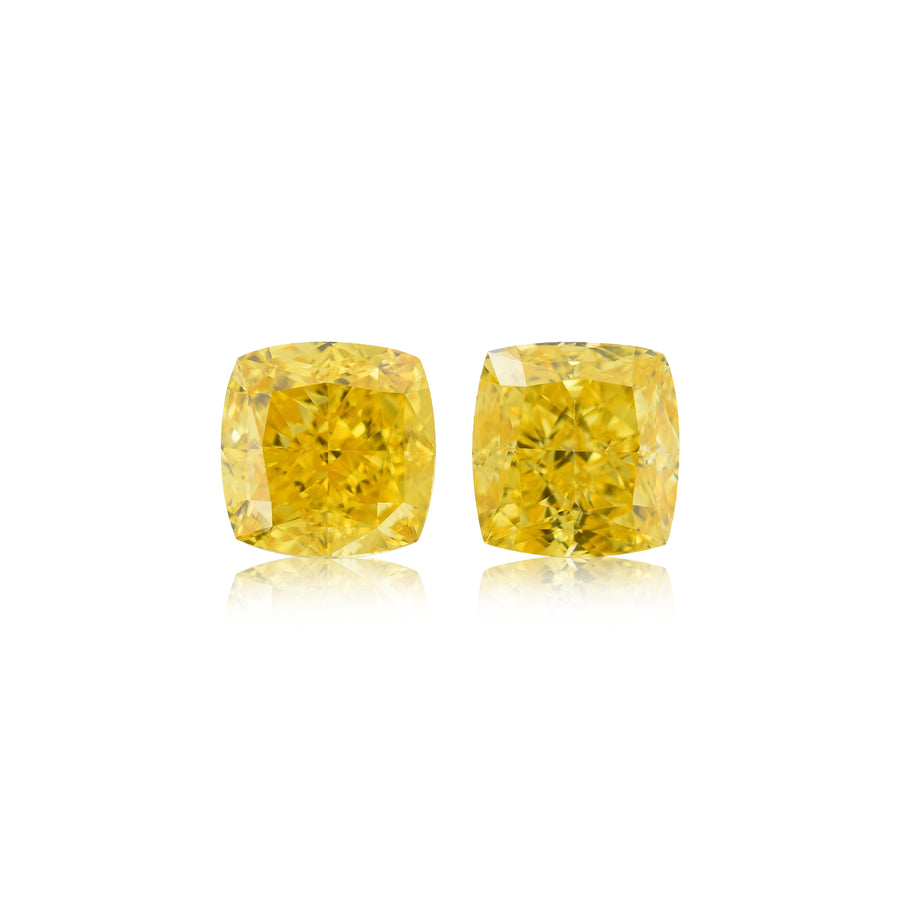 Diamanti a cuscino, 1,43 carati, colore Fancy Vivid Orangy Yellow, purezza VS2