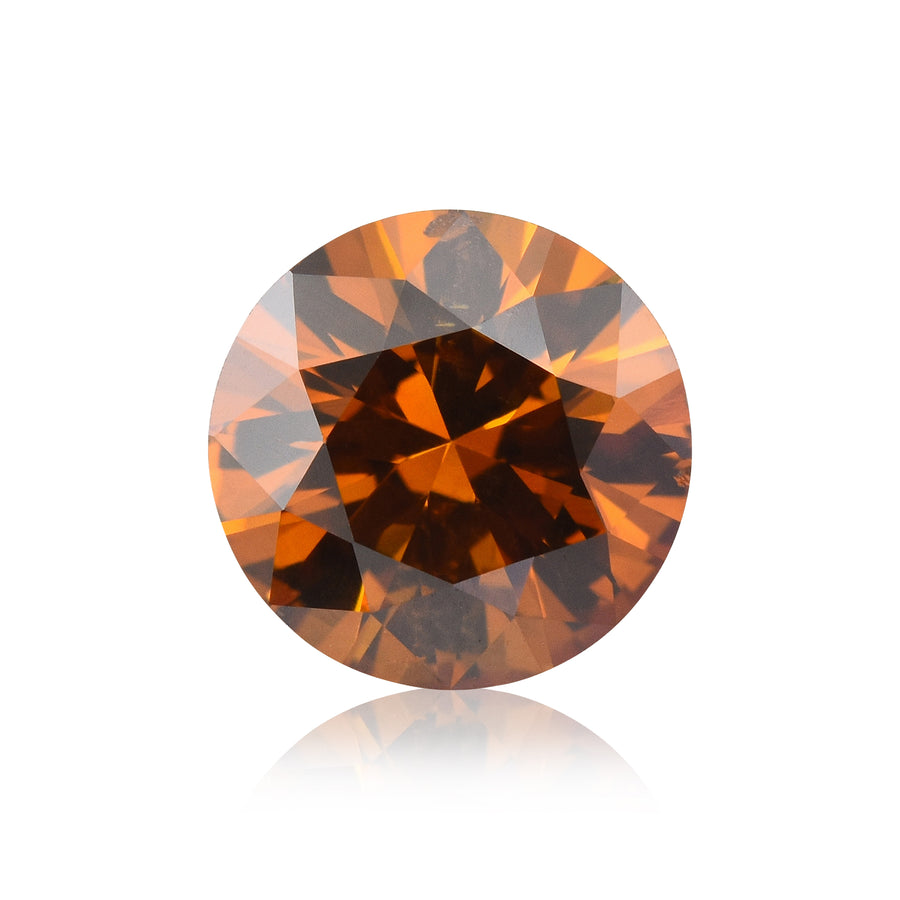 0.67 Carat Fancy Deep Brownish Yellowish Orange Round Diamond SI1 GIA