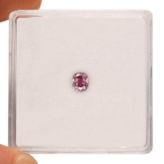 0.20 Carat Fancy Vivid Purplish Pink Cushion Diamond SI2 GIA