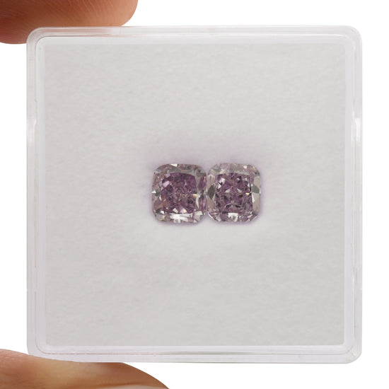 1.22 Carat Fancy Intense Pinkish Purple Cushion Diamonds VVS2 GIA