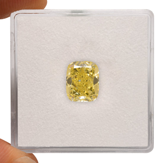 2.00 Carat Fancy Intense Yellow Cushion Diamond VS2 GIA
