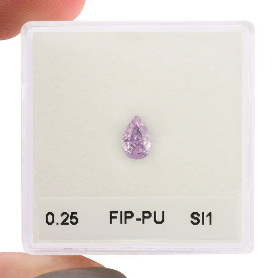 0.25 Carat Fancy Intense Pinkish Purple Pear Diamond SI1 GIA