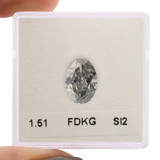 1.51 Carat Fancy Dark Gray Oval Diamond SI2 GIA