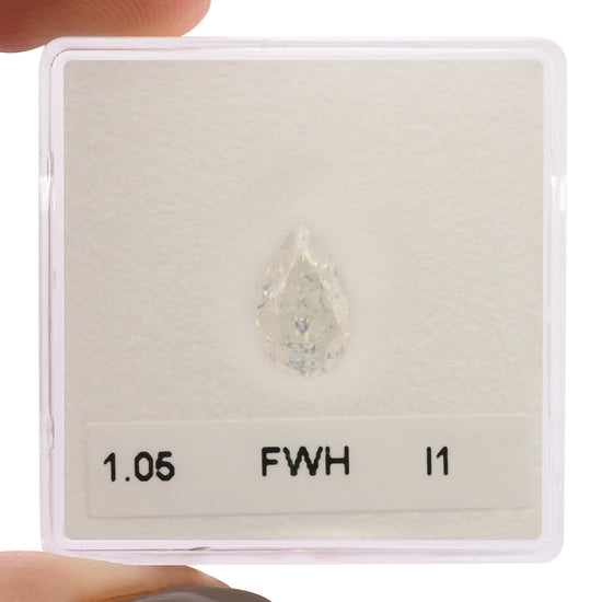 1.05 Carat Fancy White Pear Diamond I1 GIA