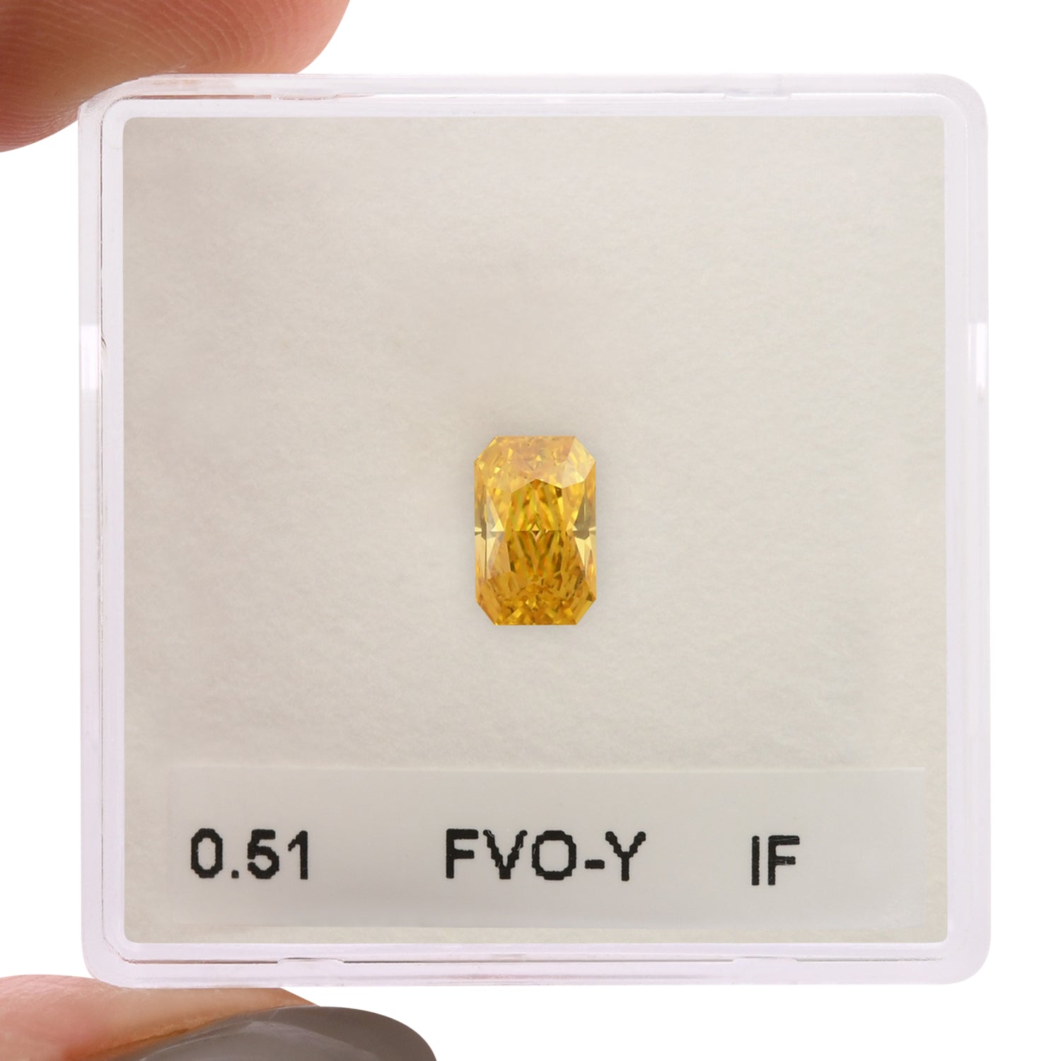 0.51 Carat Fancy Vivid Orangy Yellow Radiant Diamond IF GIA