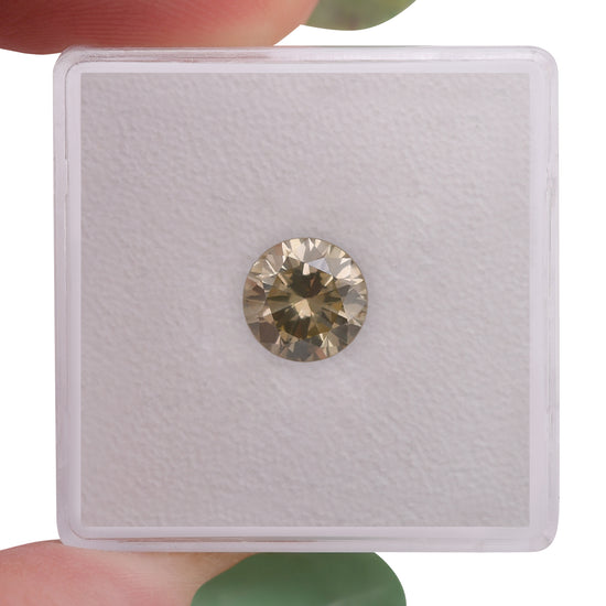 Diamante rotondo taglio brillante fantasia marroncino verdastro giallo da 1,19 carati I1 GIA