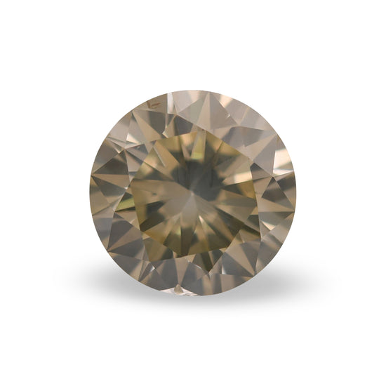 Diamante rotondo taglio brillante fantasia marroncino verdastro giallo da 1,19 carati I1 GIA