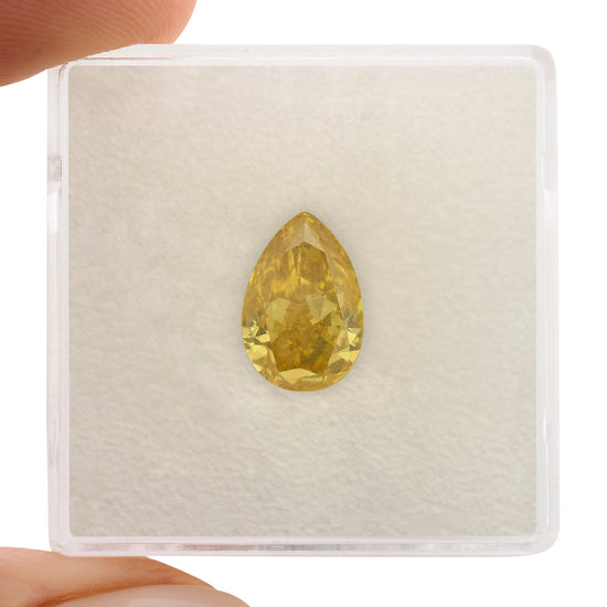 2.04 Carat Fancy Deep Orangy Yellow Pear Diamond I1 GIA