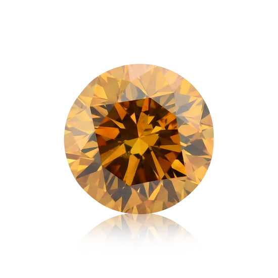 Diamante rotondo taglio brillante fantasia giallo arancio intenso da 0,60 carati SI2 GIA