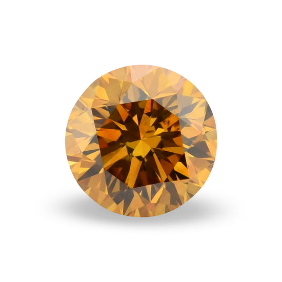 0.60 Carat Fancy Deep Yellow Orange Round Brilliant Diamond SI2 GIA