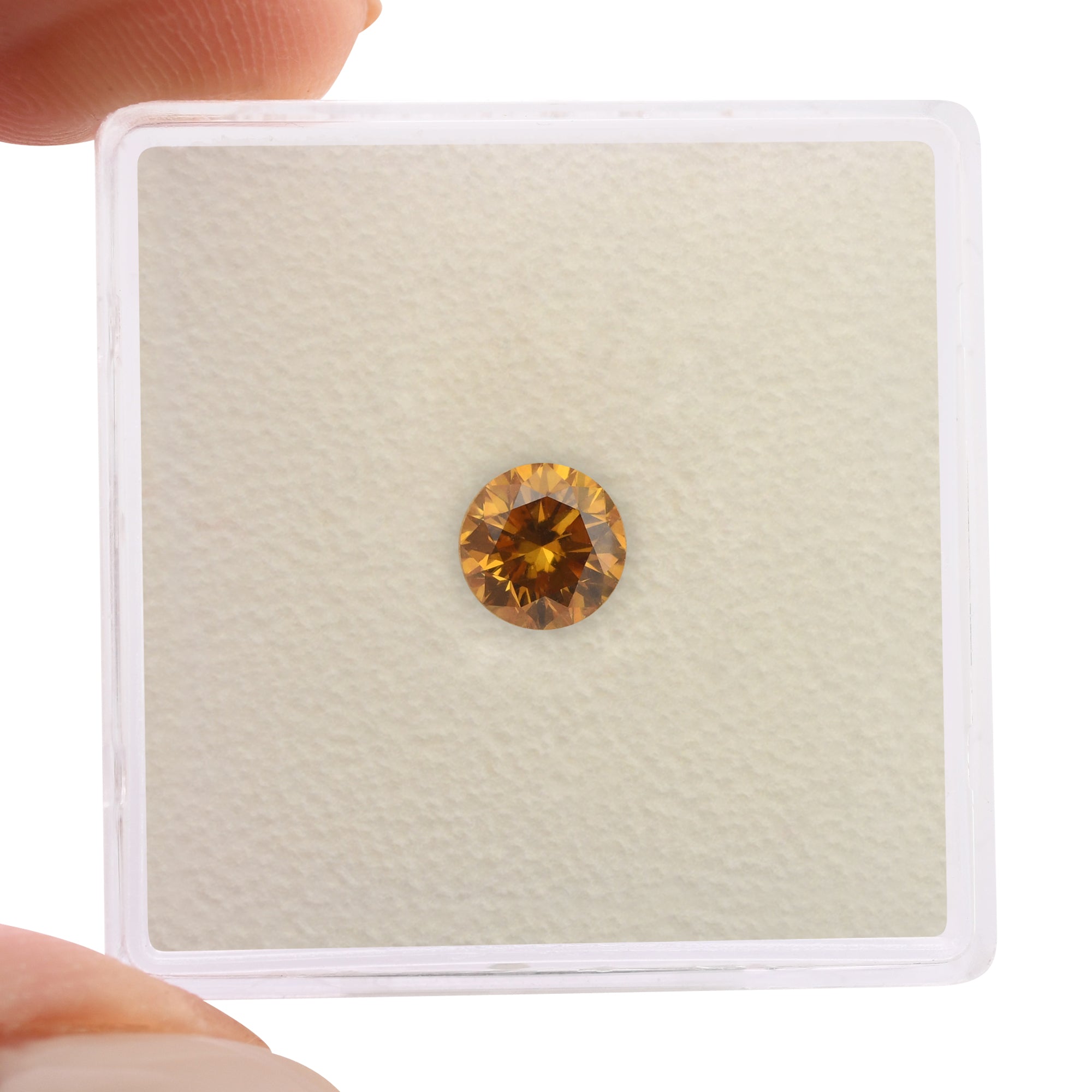 0.60 Carat Fancy Deep Yellow Orange Round Brilliant Diamond SI2