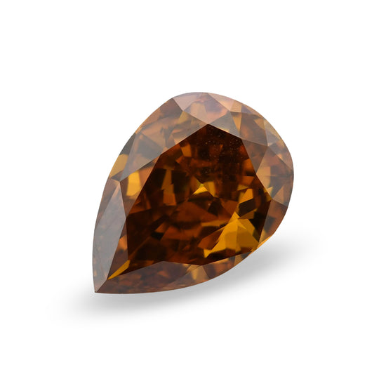 0.74 Carat Fancy Deep Brown Orange Pear Diamond VS2 GIA