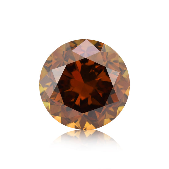 Diamante Rotondo a Taglio Brillante Fantasia Marrone Arancio Intenso da 2,85 Carati SI2 GIA