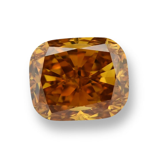 0.53 Carat Fancy Deep Brownish Yellowish Orange Cushion Diamond VS1 GIA