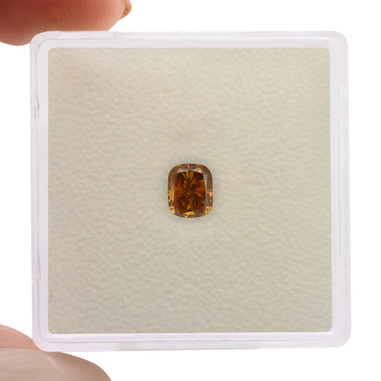 0.53 Carat Fancy Deep Brownish Yellowish Orange Cushion Diamond VS1 GIA