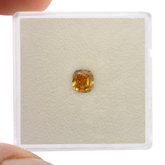 0.50 Carat Fancy Deep Yellow Orange Cushion Diamond SI1 GIA
