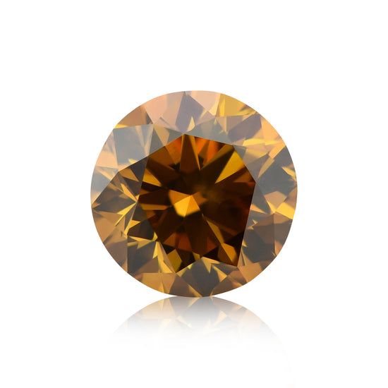 Diamante rotondo taglio brillante fantasia giallo arancio intenso da 0,60 carati SI2 GIA