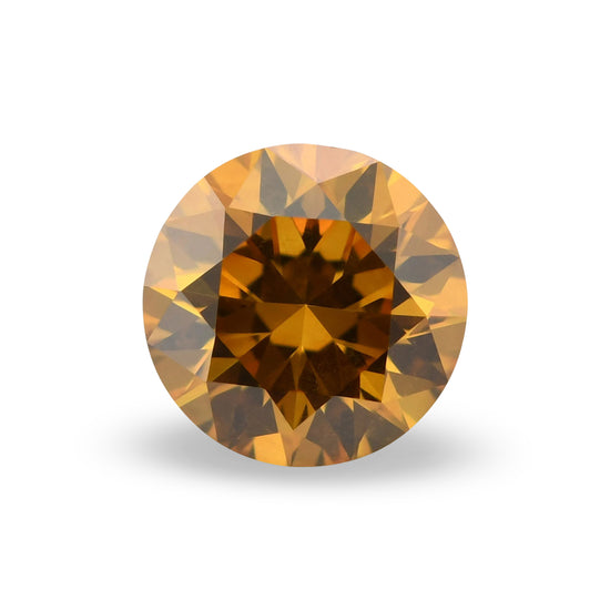 0.54 Carat Fancy Deep Yellow Orange Round Brilliant Diamond SI2 GIA