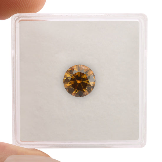 Diamante rotondo taglio brillante fantasia Deep Brownish Yellowish Orange da 1,14 carati, SI2 GIA
