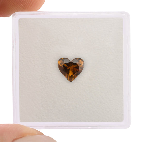 0.73 Carat Fancy Deep Brownish Yellowish Orange HEART Diamond SI2 GIA
