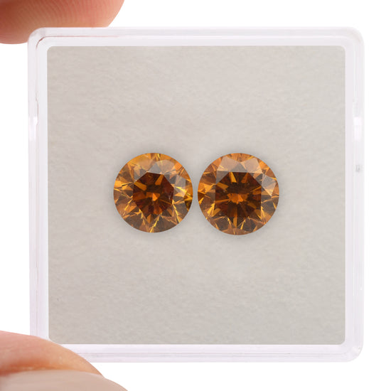 2.56 Carat Fancy Deep Yellow Orange Round Brilliant Diamonds SI2