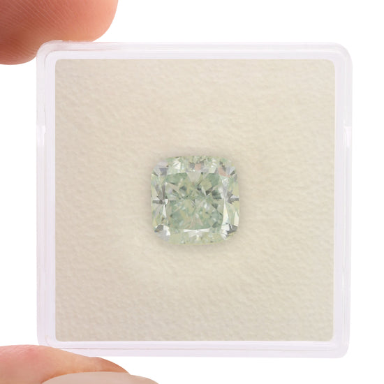 3.01 Carat Fancy Bluish Green Cushion Diamond SI2 GIA