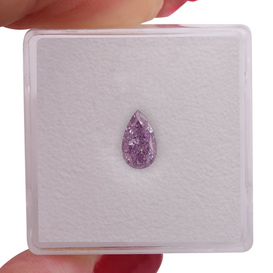 0.72 Carat Fancy Intense Pinkish Purple Pear Diamond SI1 GIA