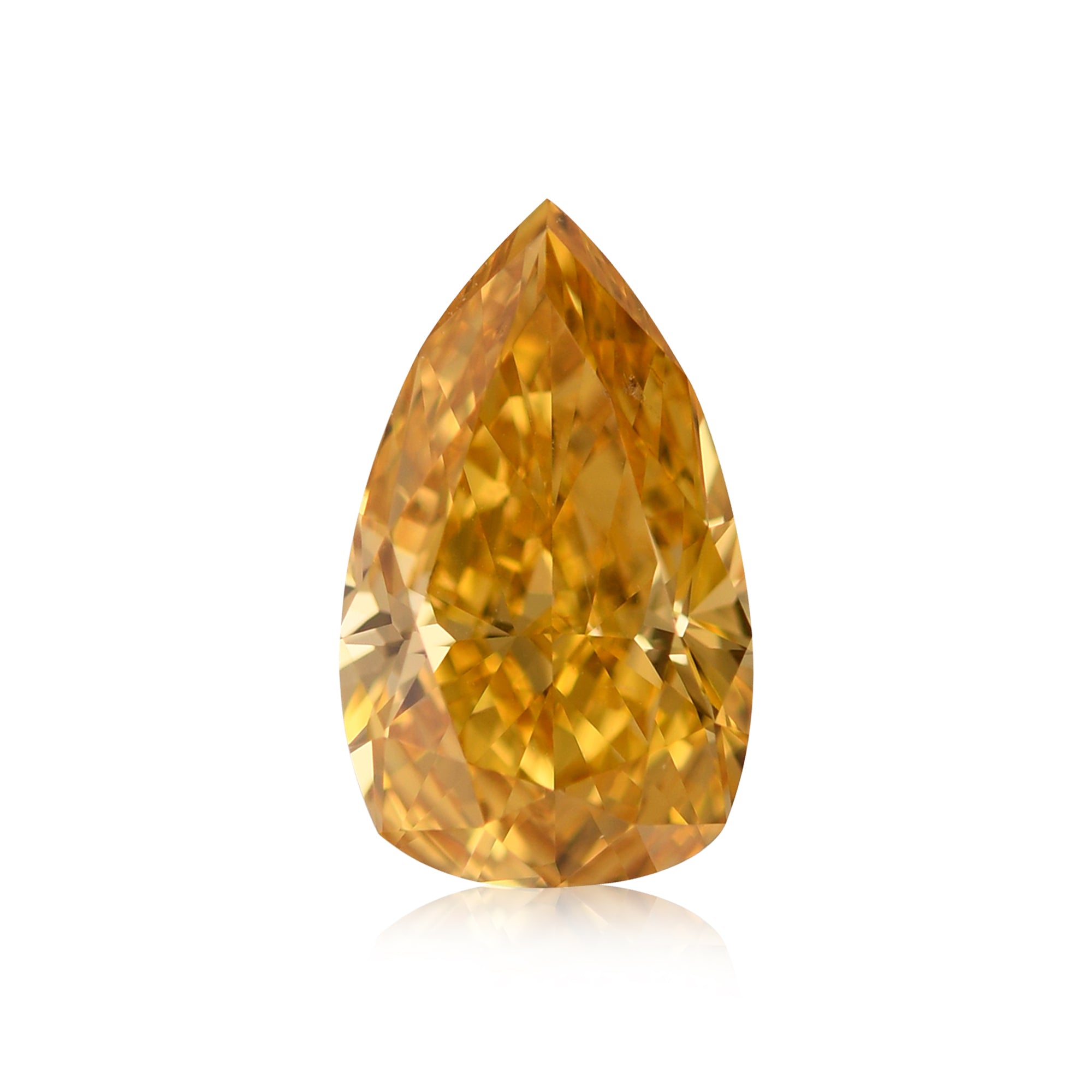 0.79 Carat Fancy Vivid Yellow Orange Pear Diamond VS2 GIA | LEIBISH