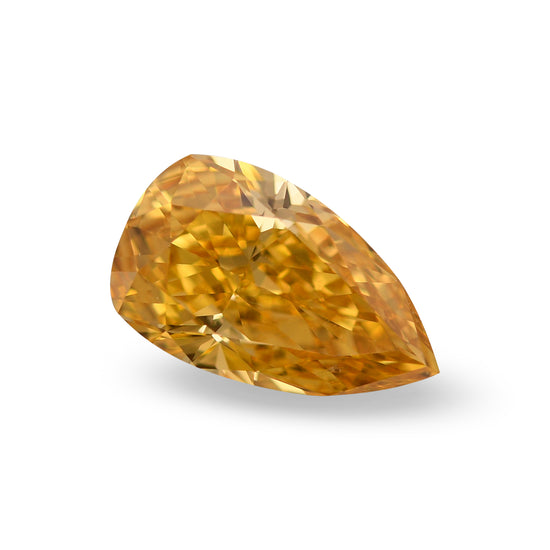 0.79 Carat Fancy Vivid Yellow Orange Pear Diamond VS2 GIA