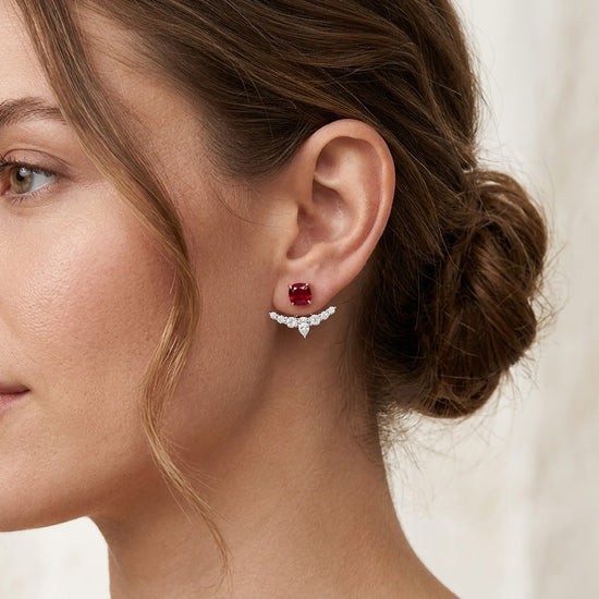 Ohrstecker mit roten Rubinen und Diamant-Ear-Climbern