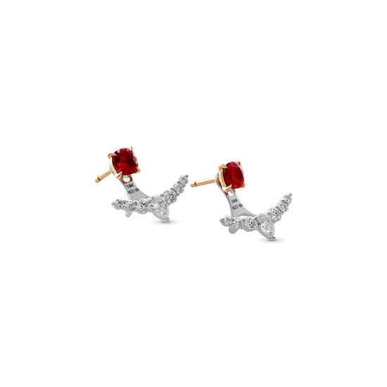 Red Ruby Studs and Diamond Ear Climbers