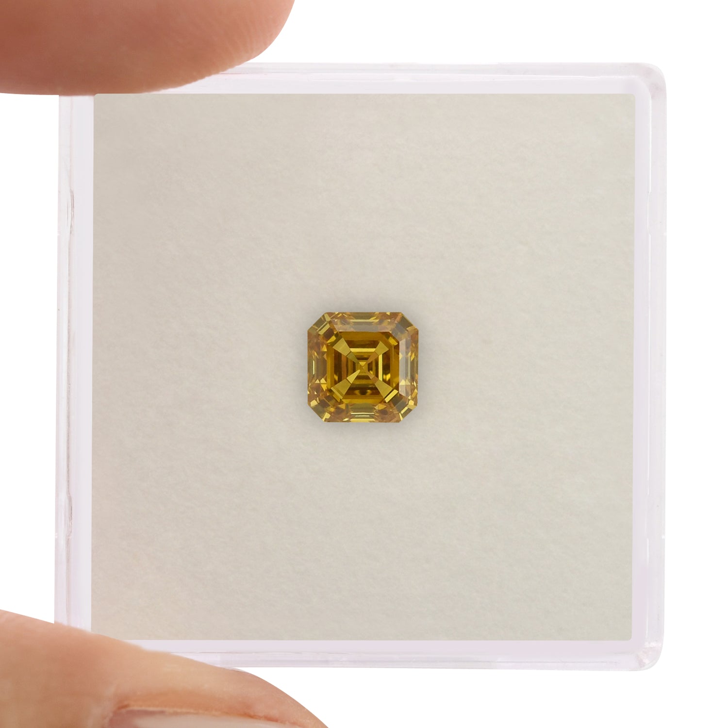 0.83 Carat Fancy Deep Orangy Yellow Asscher Diamond VS1 GIA