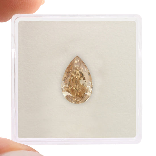 2.04 Carat Fancy Yellow Brown Pear Diamond IF GIA