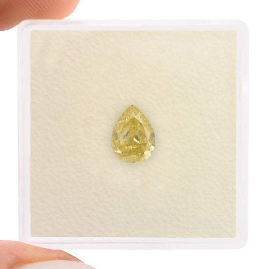 0.89 Carat Fancy Greenish Yellow Pear Diamond VS1 GIA