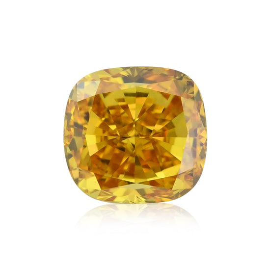 0.46 Carat Fancy Vivid Orange Yellow Cushion Diamond VVS2 GIA