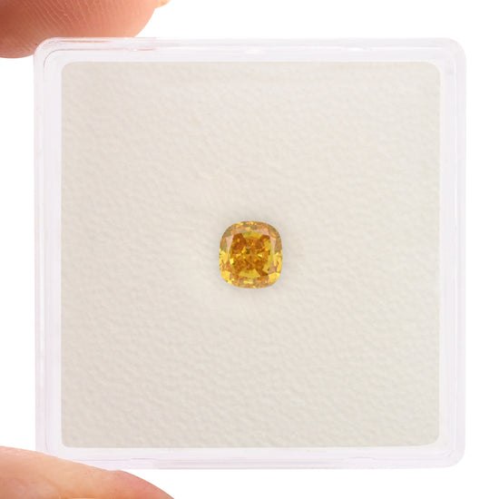 0.46 Carat Fancy Vivid Orange Yellow Cushion Diamond VVS2 GIA