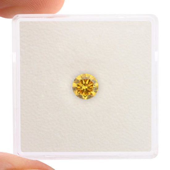 0.50 Carat Fancy Vivid Orangy Yellow Round Brilliant Diamond VS2 GIA